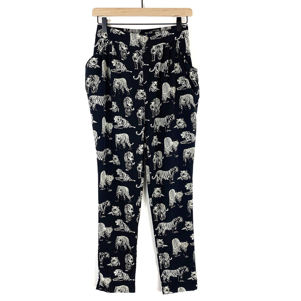 Mustard Seed Black & Cream Tiger Print Pants